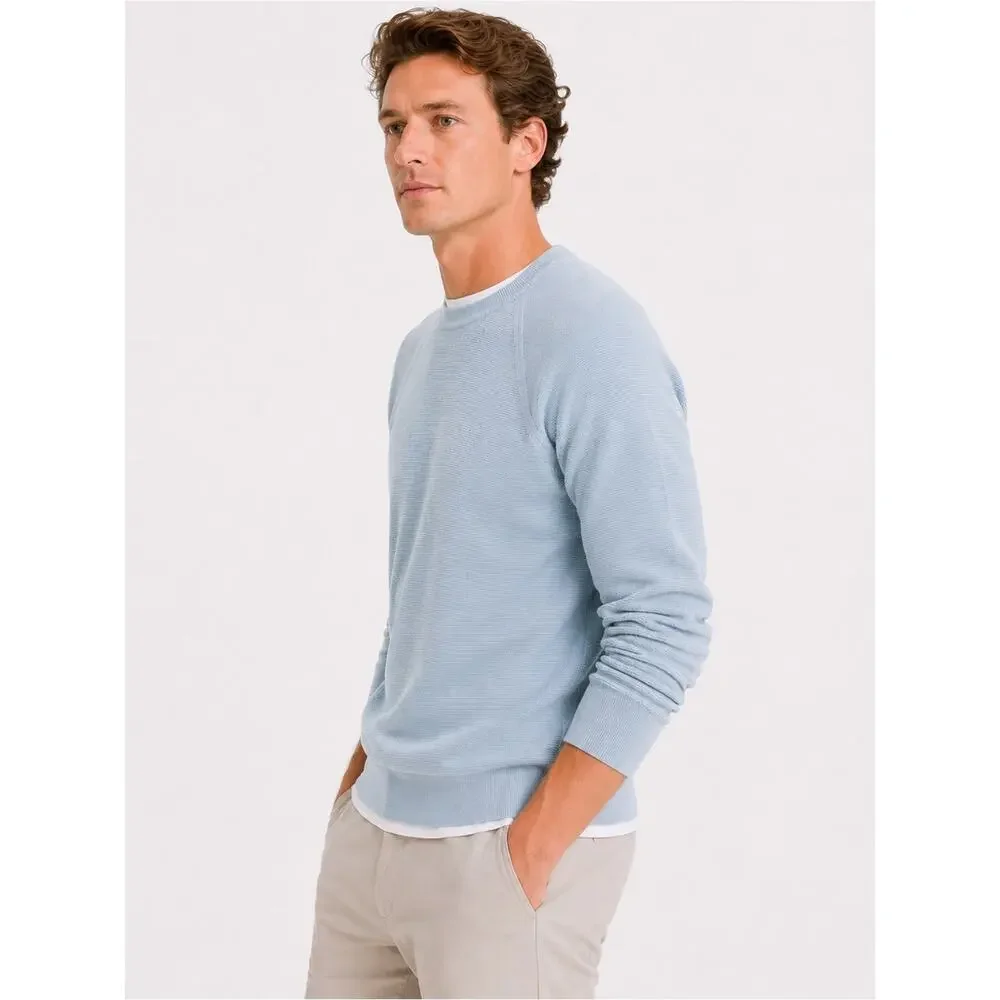 J.Crew Textured Cotton Crewneck Sweater Heather Light Blue NWT Size Small Knit